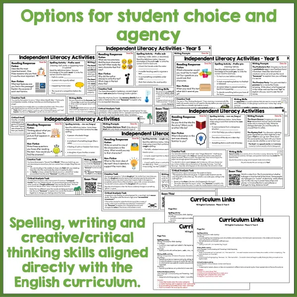 Independent Literacy Activities Year 5 Set One b Independent Literacy Activities Year 5 Set One b