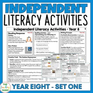 Independent Literacy Activities: Year 8 (Set One) - Spelling and Writing Skills