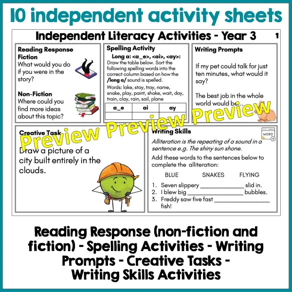 Independent Literacy Skills Activities Year 3 a Independent Literacy Skills Activities Year 3 a
