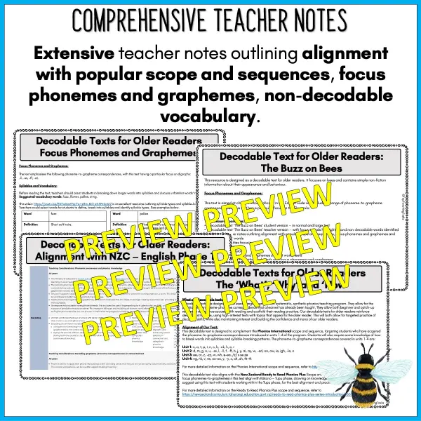The Buzz about Bees Decodable Text and Activities for Older Readers c The Buzz about Bees Decodable Text and Activities for Older Readers c