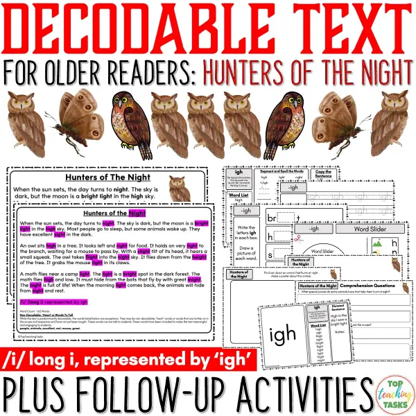 Hunters of the Night Decodable Text and Activities for Older Readers