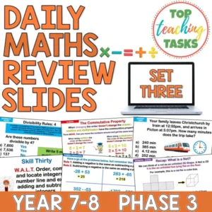 Daily Maths Review For Year 7-8 Set Three - Daily Maths Practice